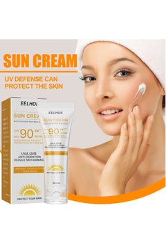 EELHOE 2 Pcs Facial Sun Cream Moisturizing And Non-Sticky Sunscreen Facial Moisturizer Anti Aging Oil Free  - Image 3