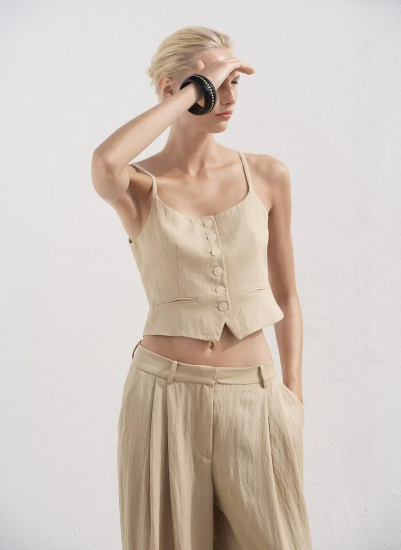 MANGO Straight mid-rise suit trousers