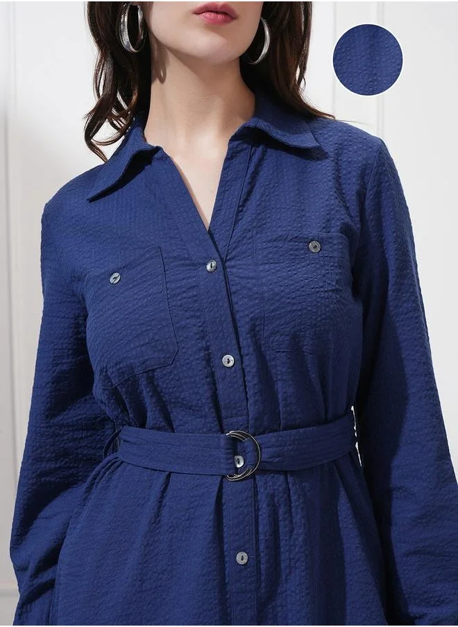 Tokyo Talkies Belted Textured Dress