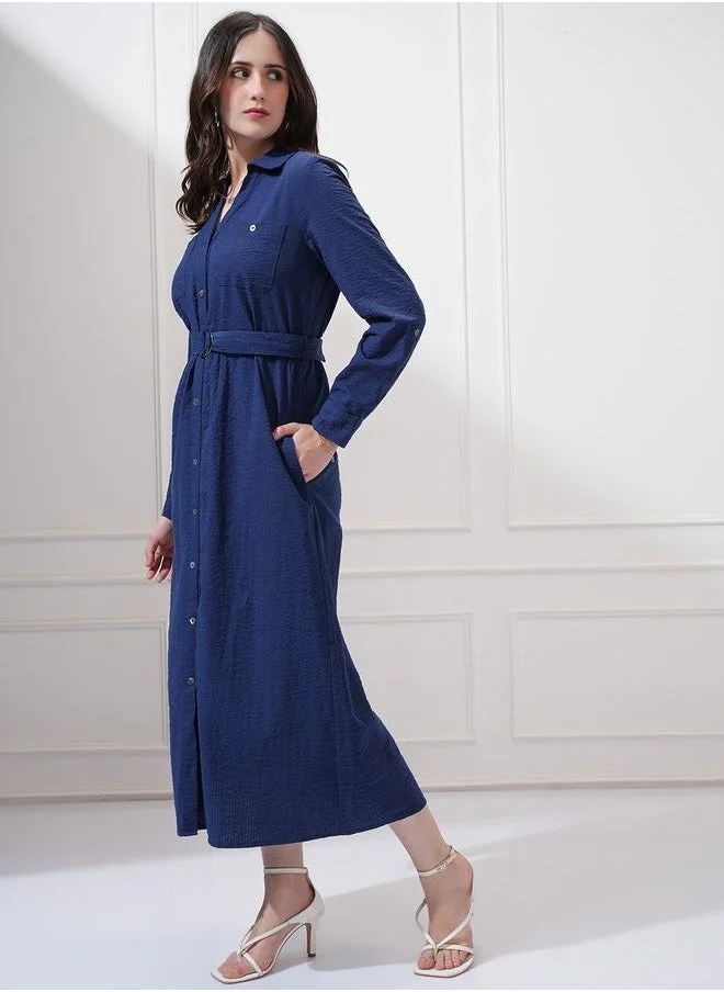 Tokyo Talkies Belted Textured Dress