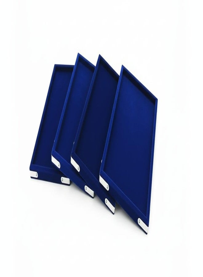 SENTONI Velvet Jewellery Display & Beading Tray | 14 x 10 Inch | Multipurpose Organizer Tray for Jewellery, Beads, Rings, Earrings & Showcase (Set of 4) (Blue) - Image 4