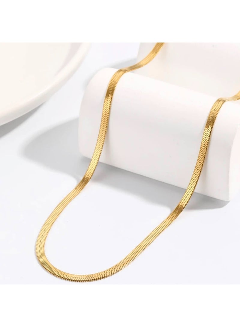 Shein Gold Plated Thick Flat Snake Chain Women Necklace, Stainless Steel - Image 2
