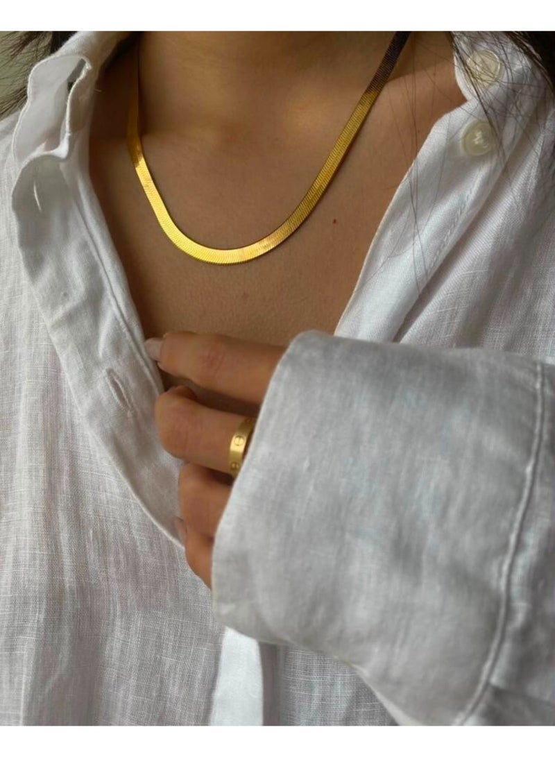 Shein Gold Plated Thick Flat Snake Chain Women Necklace, Stainless Steel - Image 3