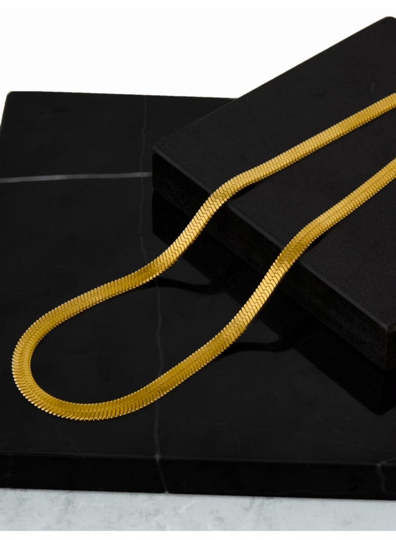 Shein Gold Plated Thick Flat Snake Chain Women Necklace, Stainless Steel - Image 4