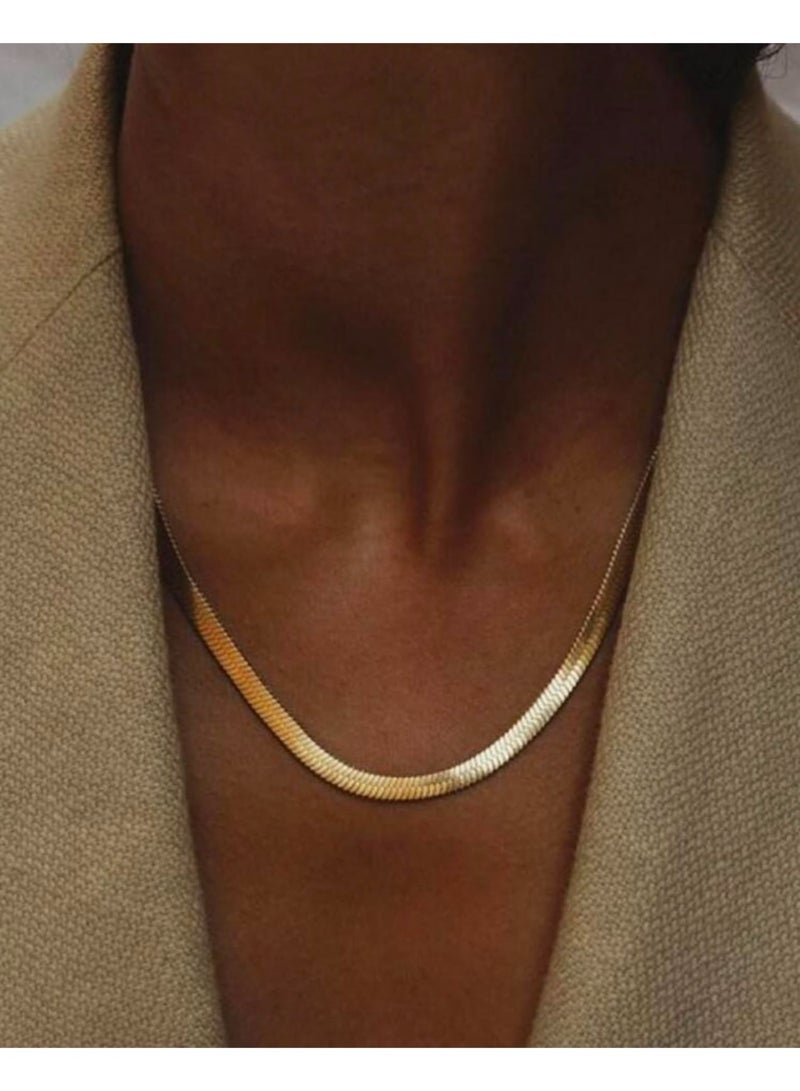 Shein Gold Plated Thick Flat Snake Chain Women Necklace, Stainless Steel - Image 5