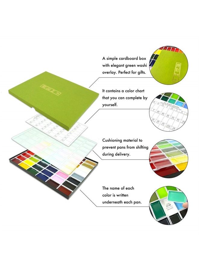 Kuretake GANSAI TAMBI 24 Colors Set, Watercolor Paint Set, Professional-quality for artists and crafters, AP-Certified, water colors for adult, Made in Japan - Image 2
