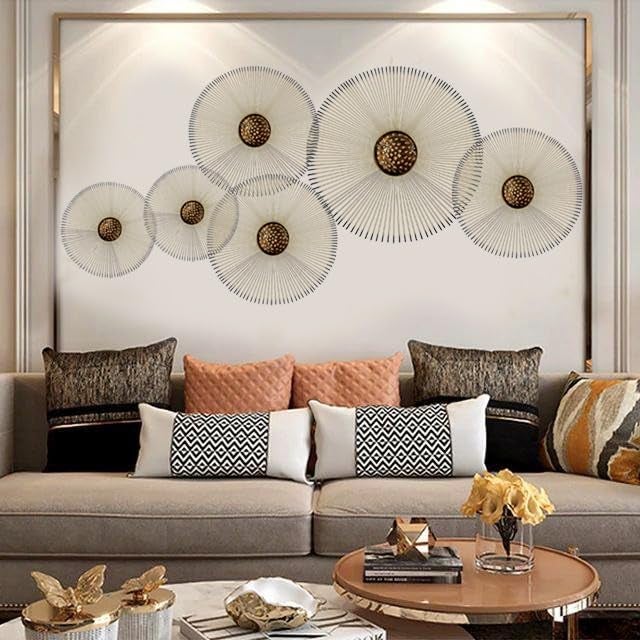 ZOVE Metal Sun Design Set of 6 Wall Decor Perfect for Living Room/Hotel/Restaurant/Bedroom/Drawing Room (Colour : Glden) - Image 2