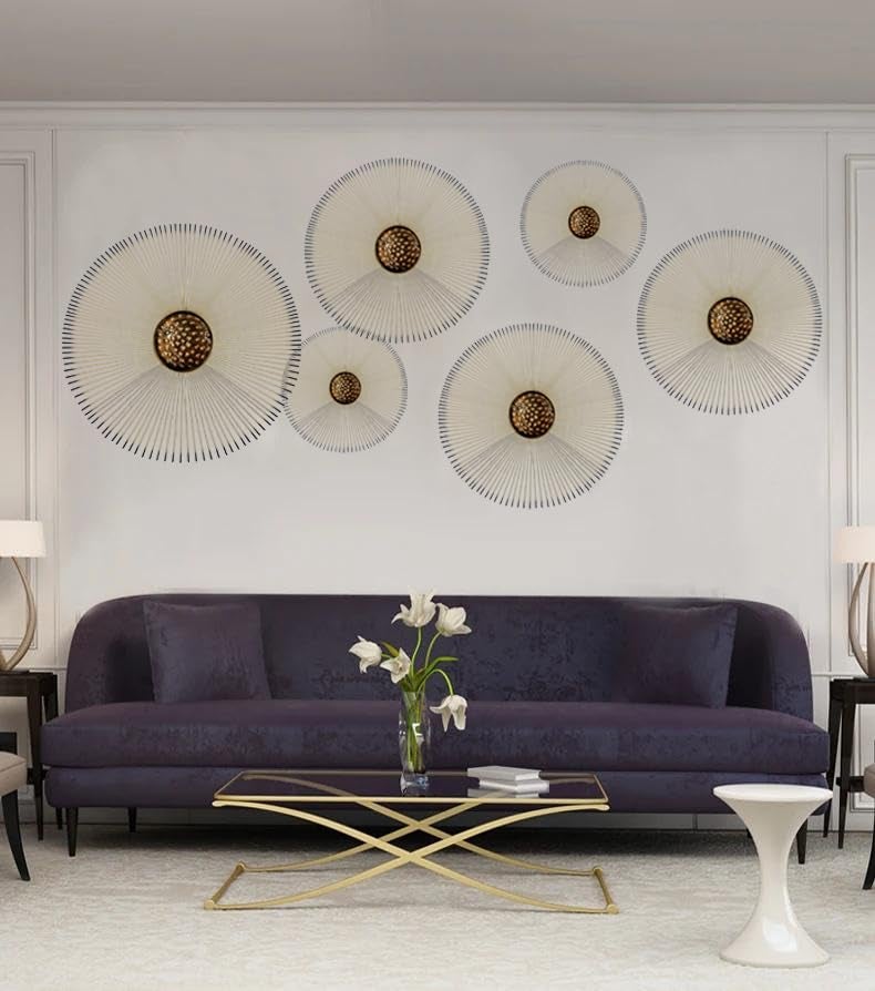 ZOVE Metal Sun Design Set of 6 Wall Decor Perfect for Living Room/Hotel/Restaurant/Bedroom/Drawing Room (Colour : Glden) - Image 5