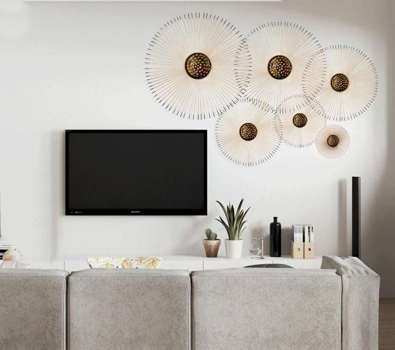 ZOVE Metal Sun Design Set of 6 Wall Decor Perfect for Living Room/Hotel/Restaurant/Bedroom/Drawing Room (Colour : Glden) - Image 4