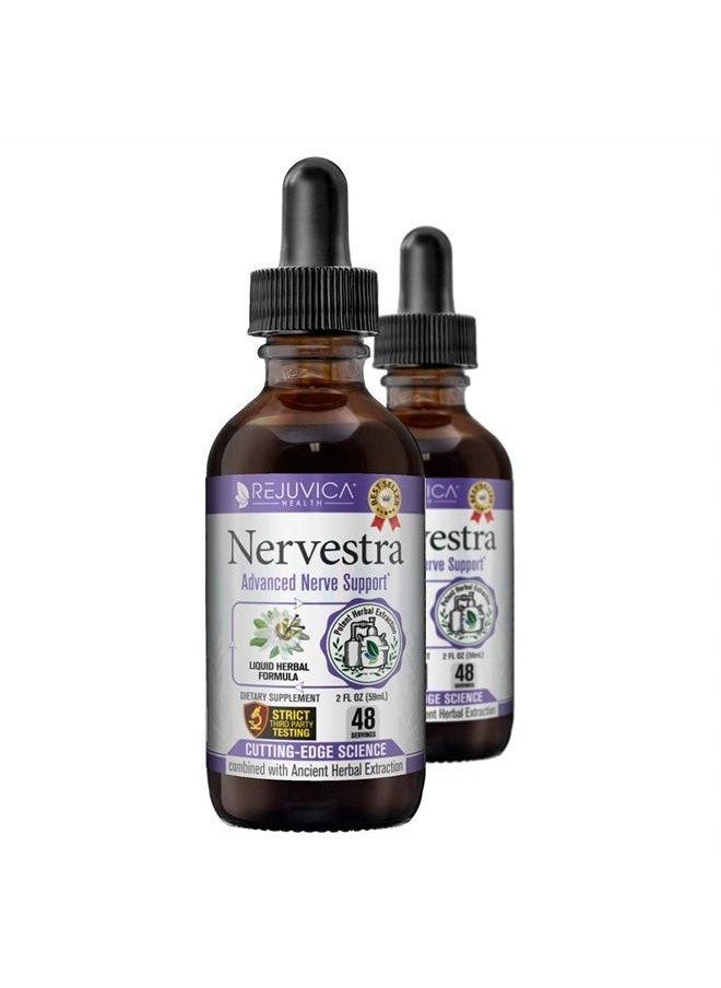 Rejuvica Health Nervestra Nerve Health Support Supplement - Fast-Absorbing Herbal Liquid Formula - Turmeric, White Willow Bark, B-Vitamins, Alpha Lipoic Acid, Acetyl-L-Carnitine and More  - Image 1