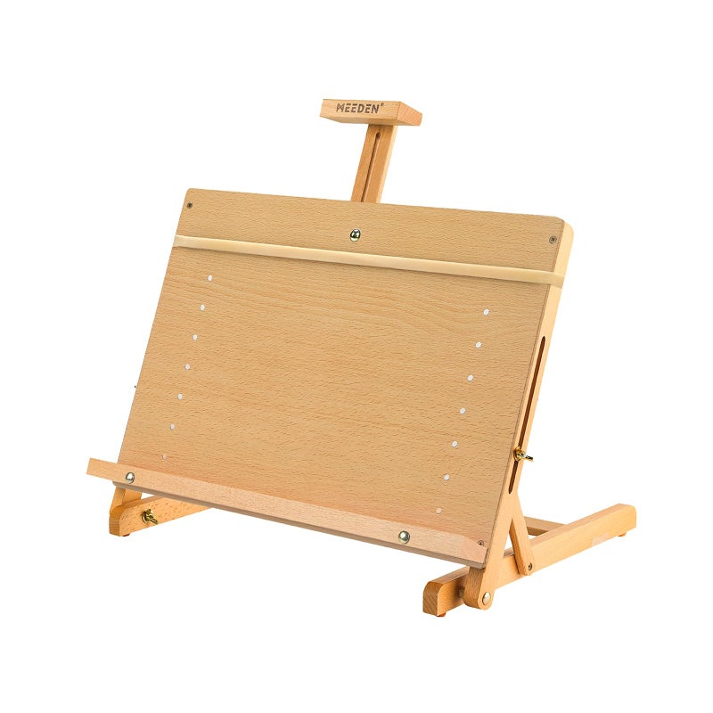 MEEDEN Large Drawing Board Easel, Solid Beech Wooden Tabletop H-Frame Adjustable Easel Artist Drawing & Sketching Board for Artists, Teens & Painters, Holds Canvas up to 23" high - Image 1
