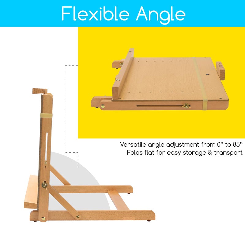 MEEDEN Large Drawing Board Easel, Solid Beech Wooden Tabletop H-Frame Adjustable Easel Artist Drawing & Sketching Board for Artists, Teens & Painters, Holds Canvas up to 23" high - Image 3