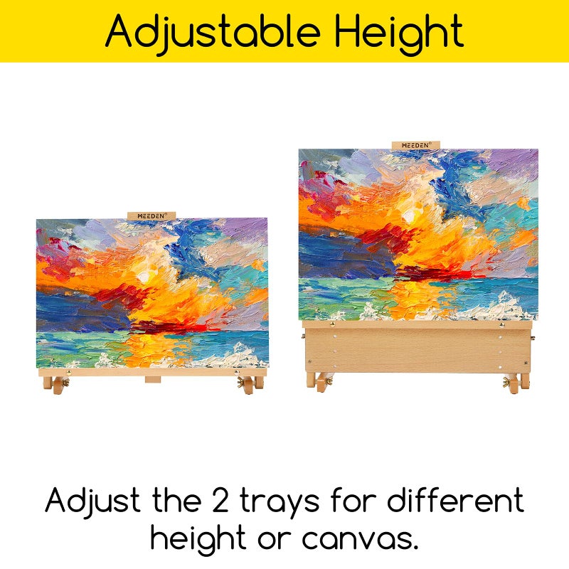 MEEDEN Large Drawing Board Easel, Solid Beech Wooden Tabletop H-Frame Adjustable Easel Artist Drawing & Sketching Board for Artists, Teens & Painters, Holds Canvas up to 23" high - Image 4
