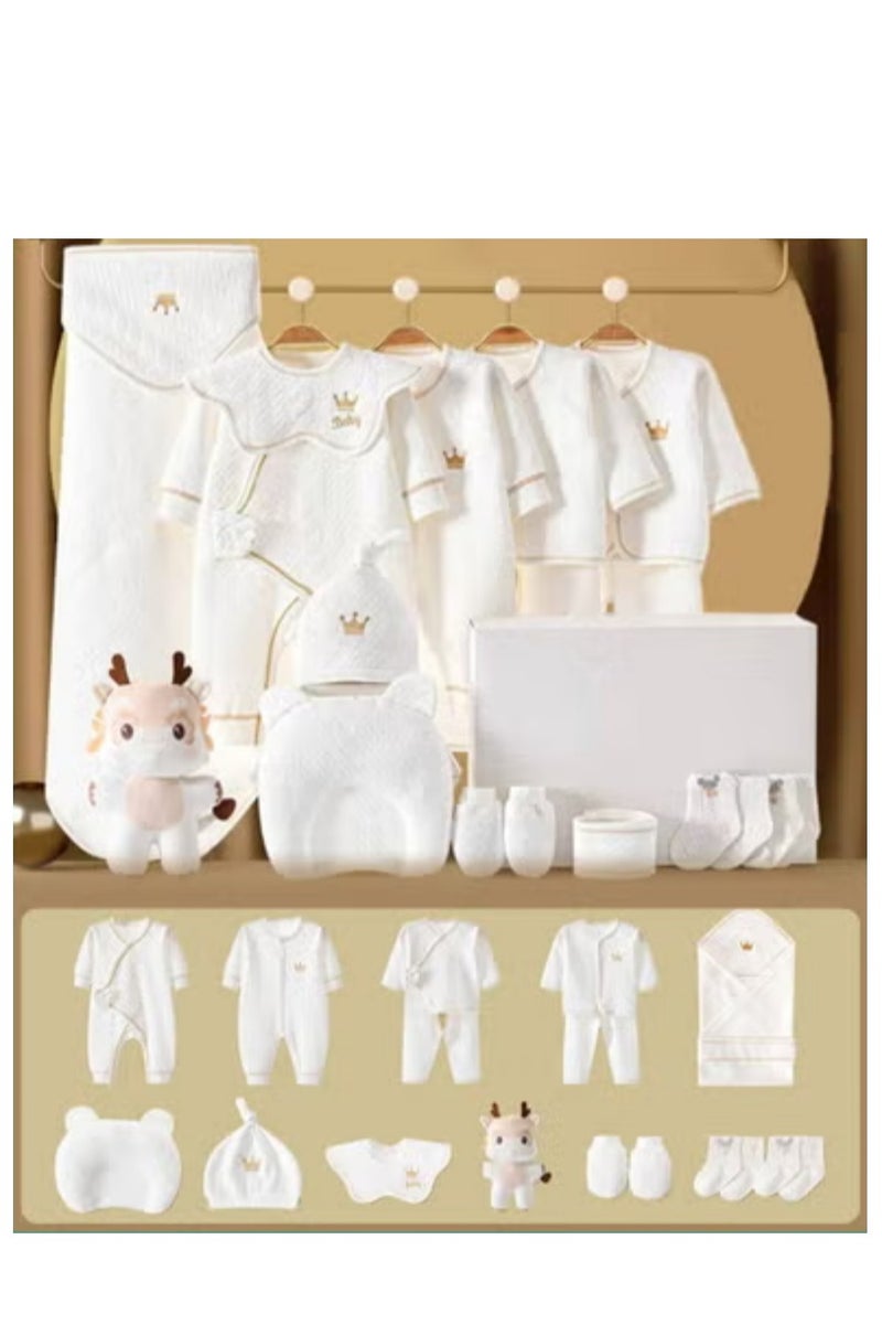 دوكو 18 قطعة من هدايا لحديثي الولادة مكونة، مجموعة هدايا ملابس داخلية لحديثي الولادة للأولاد والبنات، إكسسوارات ملابس أطفال أساسية مع بطانية أطفال، 100% قطن عالي الجودة، مناسبة لجميع المواسم - Image 1