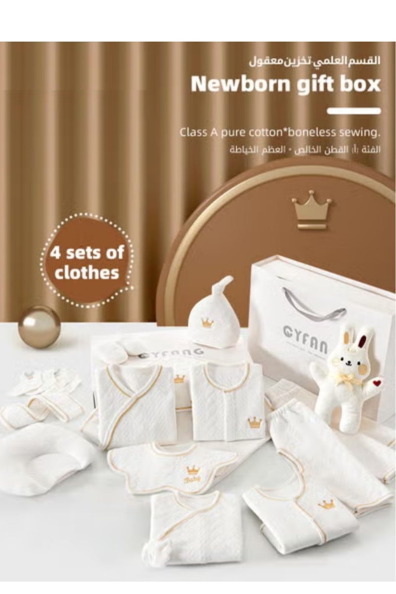 دوكو 18 قطعة من هدايا لحديثي الولادة مكونة، مجموعة هدايا ملابس داخلية لحديثي الولادة للأولاد والبنات، إكسسوارات ملابس أطفال أساسية مع بطانية أطفال، 100% قطن عالي الجودة، مناسبة لجميع المواسم - Image 2