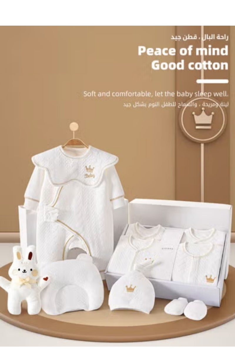 دوكو 18 قطعة من هدايا لحديثي الولادة مكونة، مجموعة هدايا ملابس داخلية لحديثي الولادة للأولاد والبنات، إكسسوارات ملابس أطفال أساسية مع بطانية أطفال، 100% قطن عالي الجودة، مناسبة لجميع المواسم - Image 3