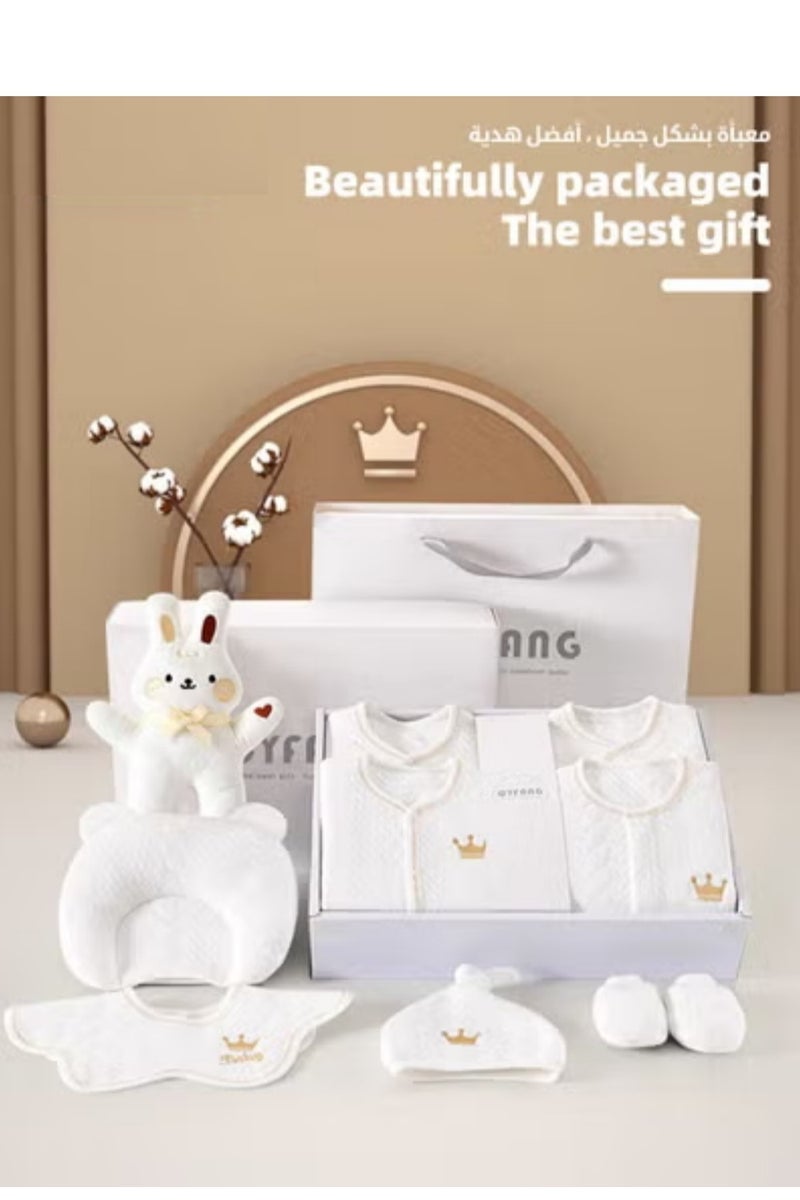 دوكو 18 قطعة من هدايا لحديثي الولادة مكونة، مجموعة هدايا ملابس داخلية لحديثي الولادة للأولاد والبنات، إكسسوارات ملابس أطفال أساسية مع بطانية أطفال، 100% قطن عالي الجودة، مناسبة لجميع المواسم - Image 4