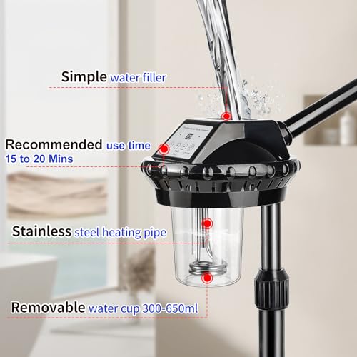 Qinrunkoi Professional Facial Steamer for Deep Hydration,Ozone Face Steamer with More Steam,Estheticians Steamer on Wheels with Time Setting,Adjustable Height Suitable for Beauty, Spa and Home Use - Image 5