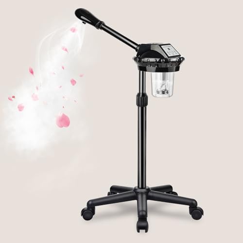 Qinrunkoi Professional Facial Steamer for Deep Hydration,Ozone Face Steamer with More Steam,Estheticians Steamer on Wheels with Time Setting,Adjustable Height Suitable for Beauty, Spa and Home Use - Image 1