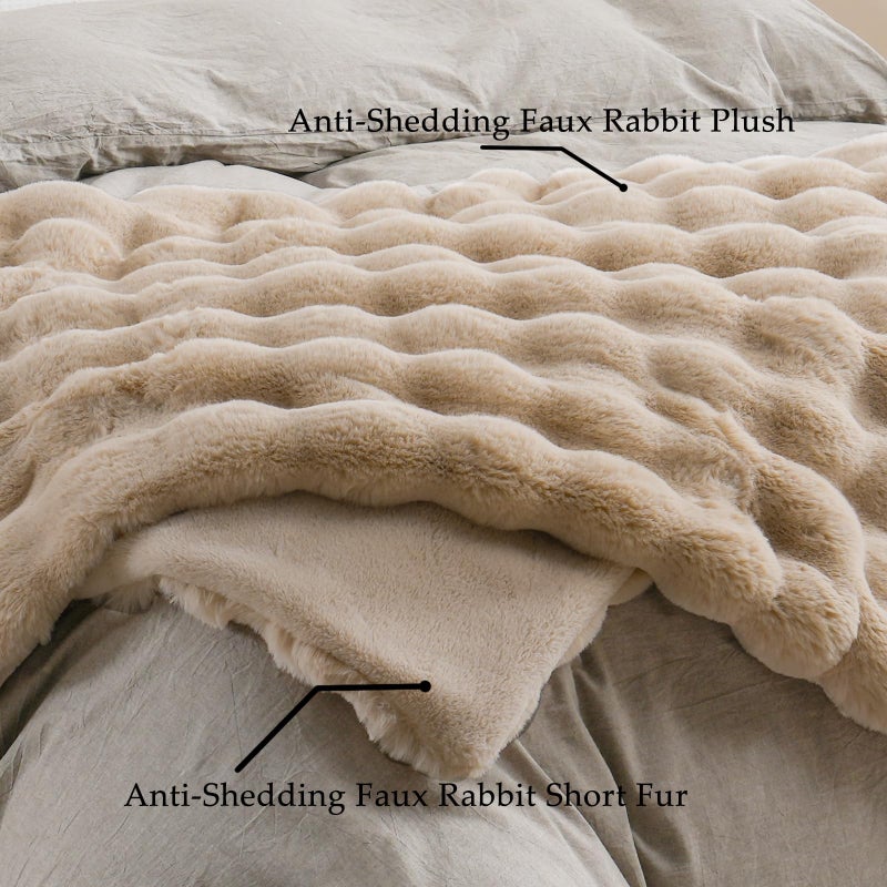BENVWE Faux Fur Throw Blanket for Couch - Fluffy Soft Thick Bubble Blanket for Living Room Home Decor - Fathers Day Birthday Gifts for Women Men, Tie-dye Caramel, 50" x 60" - Image 5