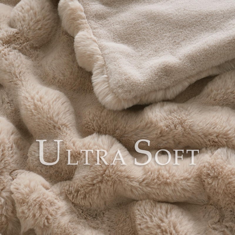 BENVWE Faux Fur Throw Blanket for Couch - Fluffy Soft Thick Bubble Blanket for Living Room Home Decor - Fathers Day Birthday Gifts for Women Men, Tie-dye Caramel, 50" x 60" - Image 3