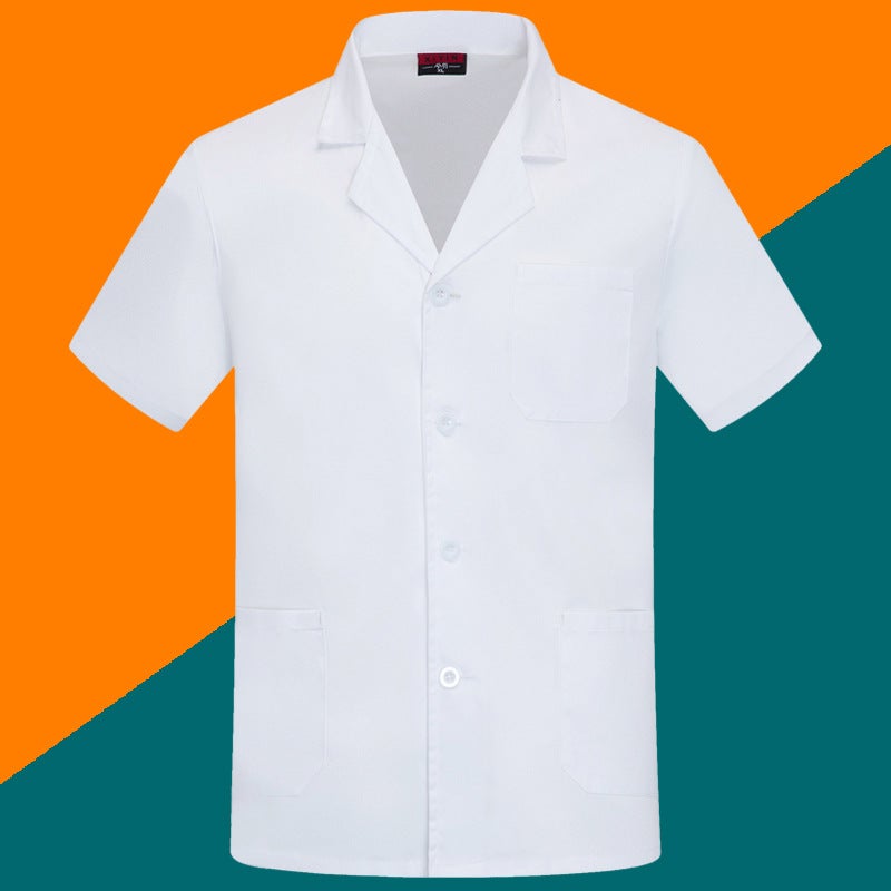 Canteen Chef Work Clothes For Men, Kindergarten Kitchen Chef Uniforms For Women, Summer Thin Breathable White Short-Sleeved Uniforms - Image 1