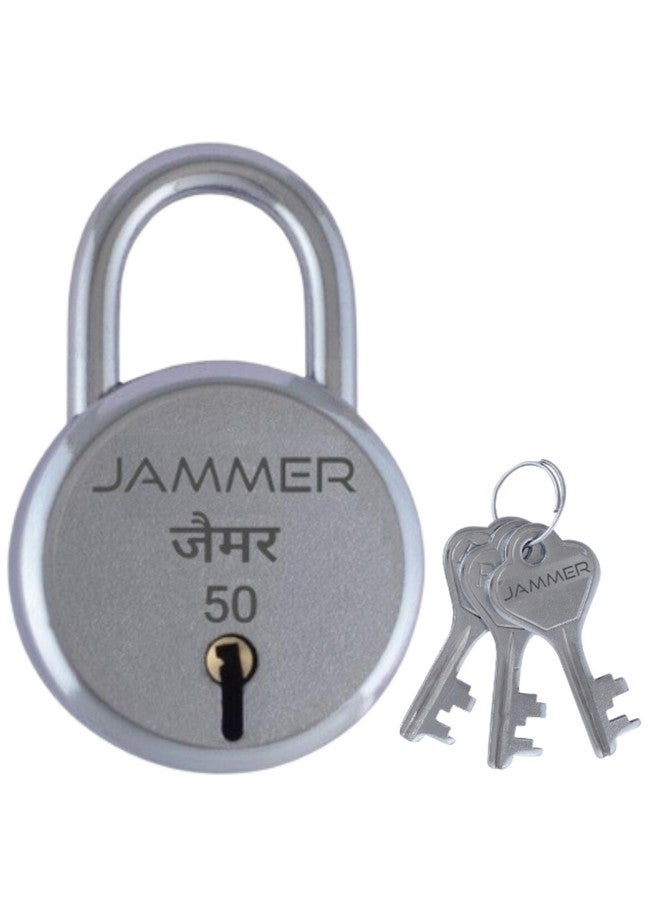 JAMMER Round 50 Lock and Keys, 6 Steel Lever, Single Locking, Small Size Padlock for Home, Size 50mm, Home Improvement Protection Silver Fnish (3 Keys) - Image 1