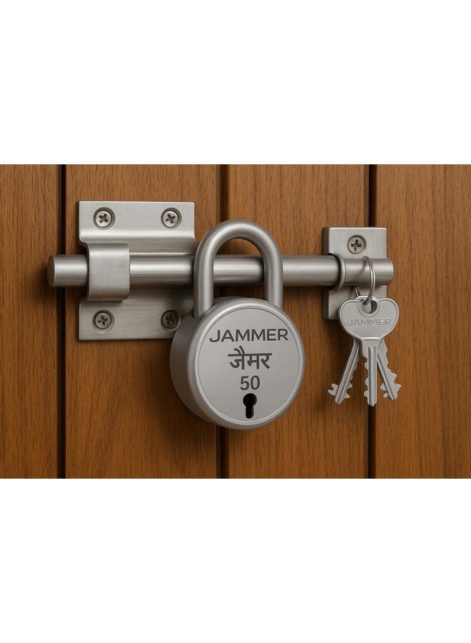 JAMMER Round 50 Lock and Keys, 6 Steel Lever, Single Locking, Small Size Padlock for Home, Size 50mm, Home Improvement Protection Silver Fnish (3 Keys) - Image 2
