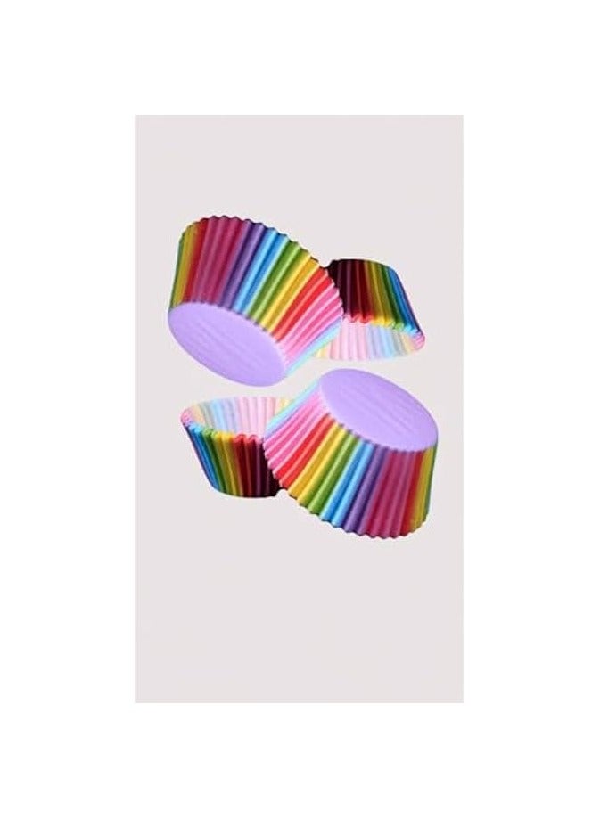 erorex Rainbow Color Cupcake Liners 100-Pack Baking Paper Cases for Vibrant & Festive Cakes | for Parties & Special Events  - Image 1