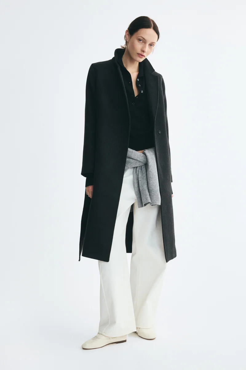 Felted tie-belt coat
