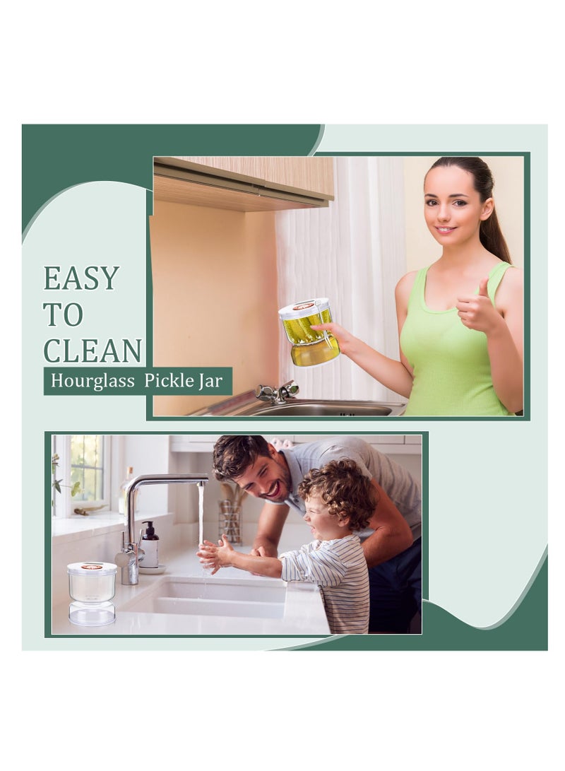 KASTWAVE Pickle Jar with Strainer Flip, 800ml Pickle Container, Olive Hourglass Keeper Jar with Airtight Lids and Forks, Plastic Pickle Juice Separator for Food Pickle Olives Storage Kitchen Jar - Image 4