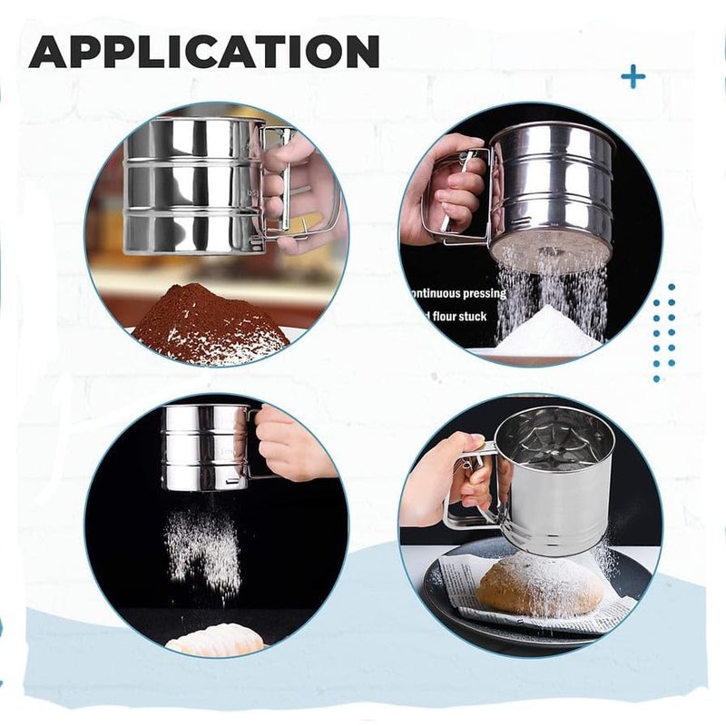 DORLANK Stainless Steel Flour Sifter Kitchen Mesh Sieve with Handle Baking Tool for Sugar and Cocoa Powder - Image 5