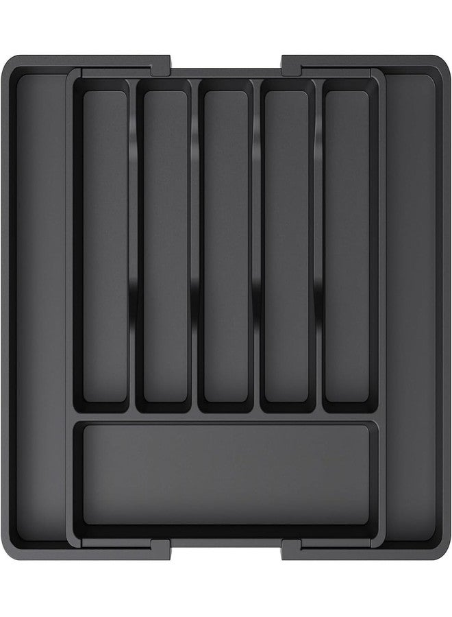 NVF Expandable Cutlery Drawer Organiser, Black, 6 Compartments, Extendable from 33CM to 57CM - Image 1