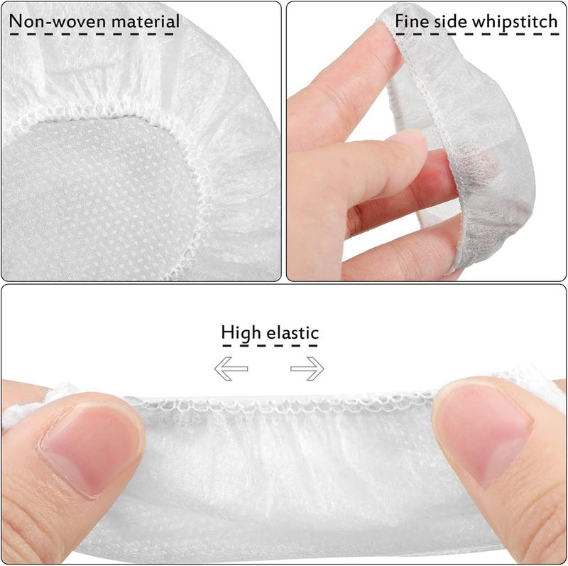 BBTO 100 Pieces Headphone Ear Covers Disposable Earphone Sanitary Non-Woven Stretch Earpad Covers Fit for Most on Ear Headphones(6.5 cm,White) - Image 3