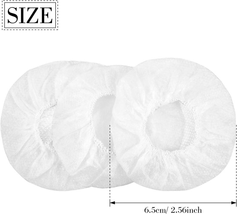 BBTO 100 Pieces Headphone Ear Covers Disposable Earphone Sanitary Non-Woven Stretch Earpad Covers Fit for Most on Ear Headphones(6.5 cm,White) - Image 2