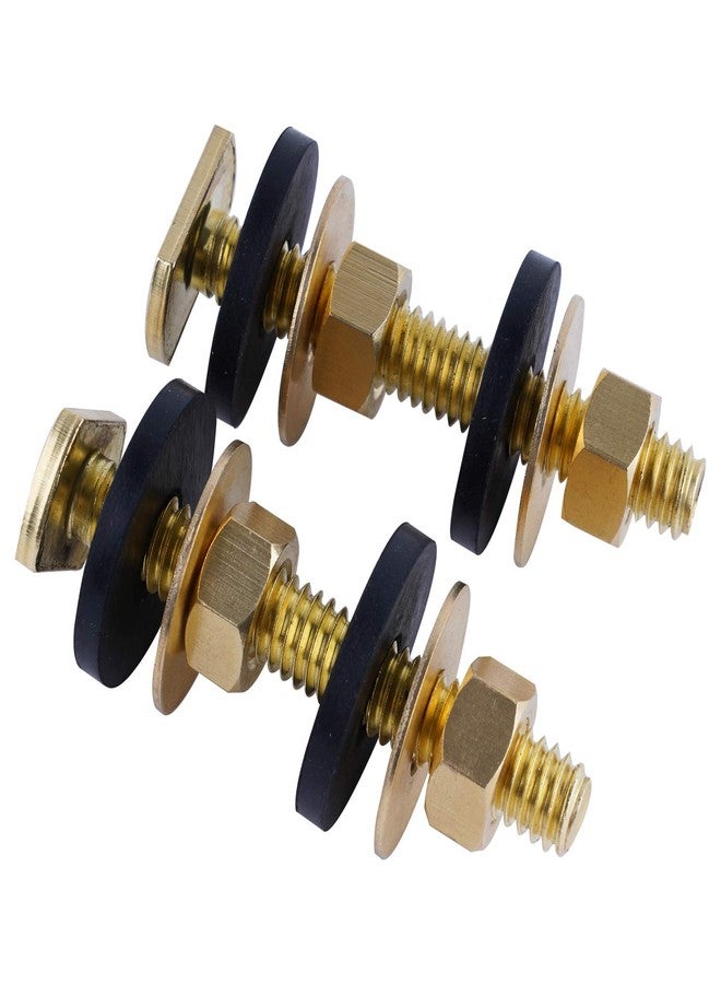 Hibbent Toilet Floor Bolts and Caps Set, Solid Brass Universal Toilet Bowl to Floor Bolts, with 4 Caps with Nuts/Washers, Heavy Duty Closet Bolt Set - Image 3