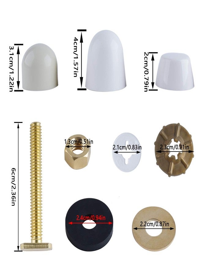 Hibbent Toilet Floor Bolts and Caps Set, Solid Brass Universal Toilet Bowl to Floor Bolts, with 4 Caps with Nuts/Washers, Heavy Duty Closet Bolt Set - Image 2
