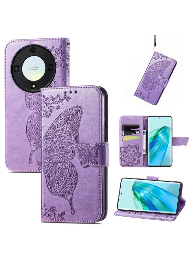 S-TOP Case For Honor X9a Butterfly Love Flower Embossed Leather Phone Case - Image 1