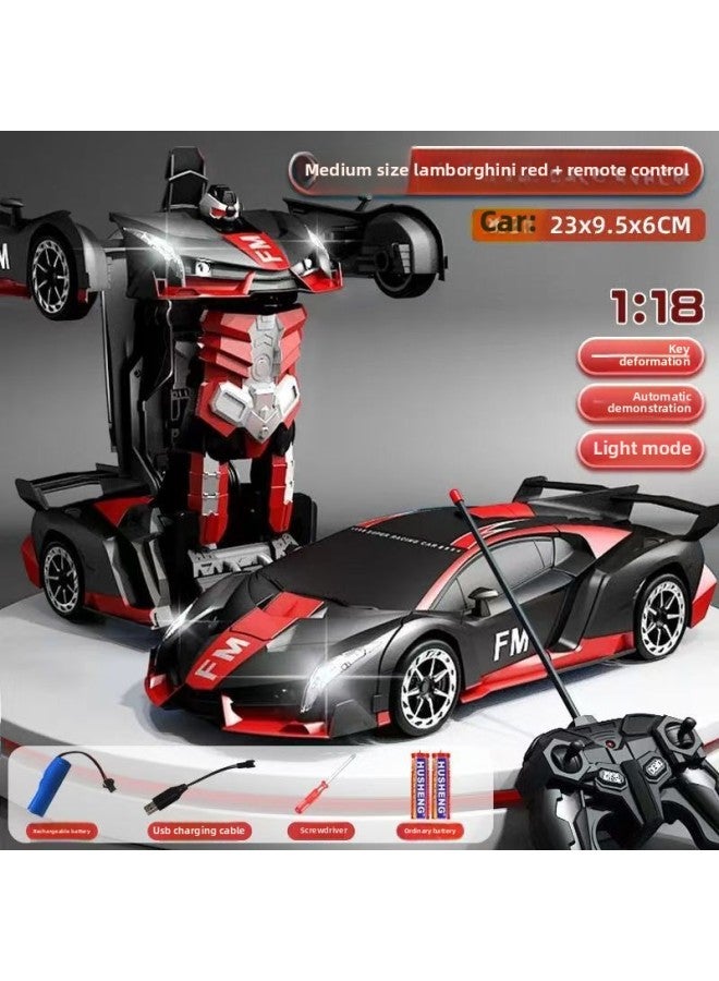 Gesture Inductive Deformable Toy Bumblebee Robot King Kong Remote Control Car Child 3 Boy 4 Toy Car 6 Years 5-Color:1:18 【frosted Red】 23cm (remote Control Deformation)-Scale:【Configuration】 Single - Image 1