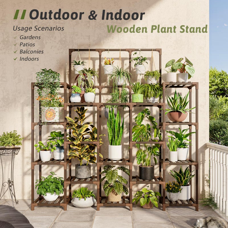 GENTINGBRO Plant Stand Indoor Outdoor 63" Tall Plant Shelf for Plants 14-Tier Large Plant Sheves for Living Room Heavy Duty Plant Rack Garden Balcony Patio Hanging Planter - Image 3