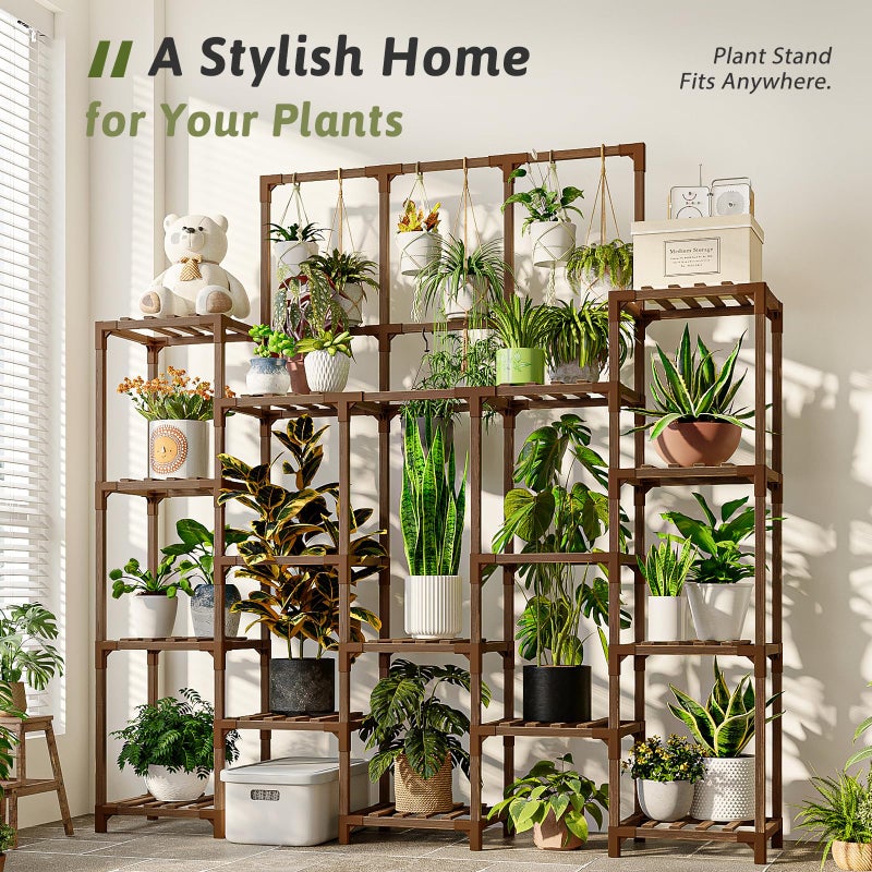 GENTINGBRO Plant Stand Indoor Outdoor 63" Tall Plant Shelf for Plants 14-Tier Large Plant Sheves for Living Room Heavy Duty Plant Rack Garden Balcony Patio Hanging Planter - Image 2