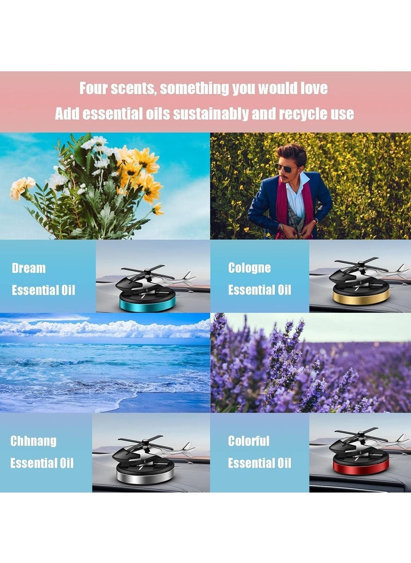 JAJEEK Solar Energy Rotating Helicopter Diffuser – Car Air Freshener, Long-Lasting Fragrance, Essential Oil Diffuser, Odor Eliminator, Home & Office Decor (Gold)  - Image 4