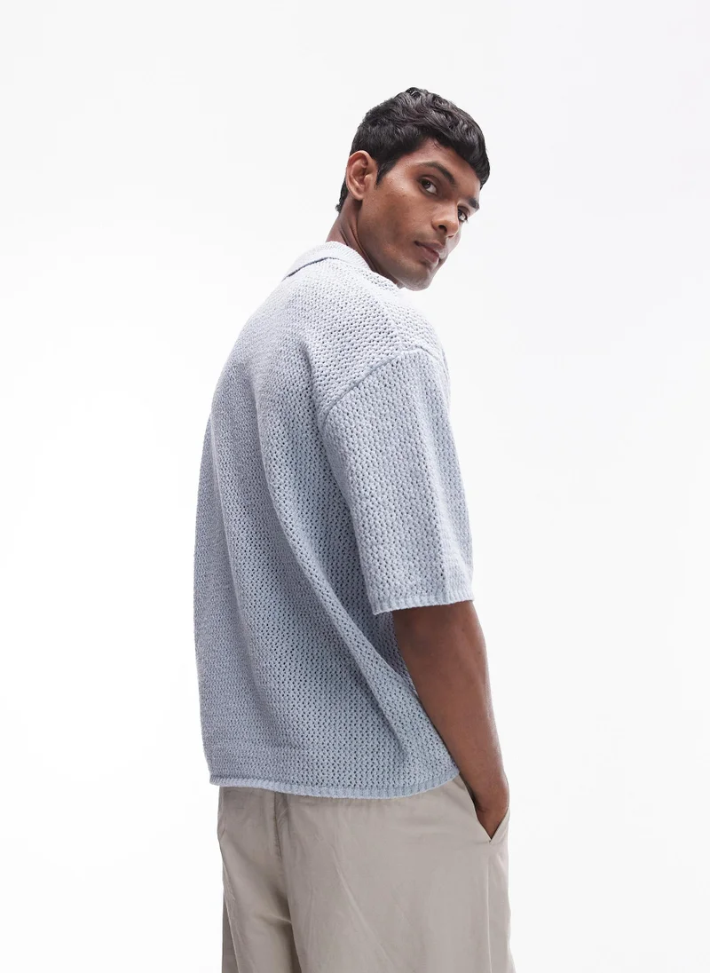 TOPMAN Button Through Crochet Shirt