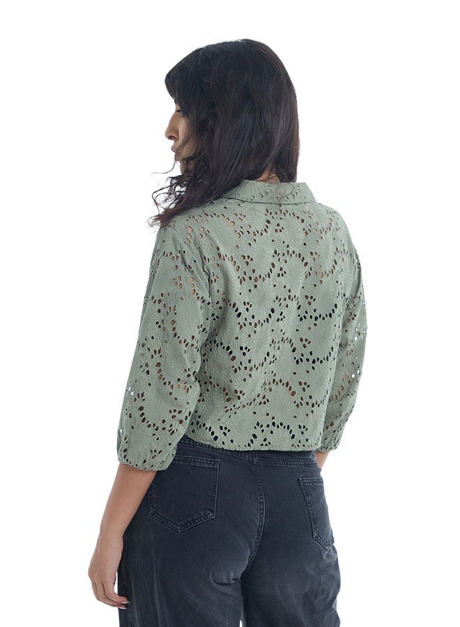 ASHARAE Women's Full Sleeve Button Down Crop Length Shirt Comfortable Material, Breathable Daily Wear, Casual Fashion Outfit, Special Occasion Outfit, Trendy & Chic Apparel - Image 4