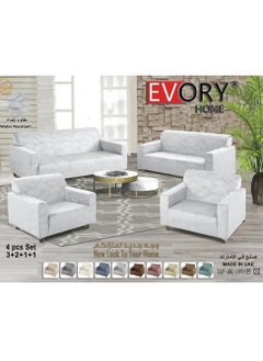 EVORY HOME Sofa Cover Waterproof Velvet Flower 4-Pieces Set of 7-Seater (3+2+1+1) Water Resistant Furniture Protector  - Image 1