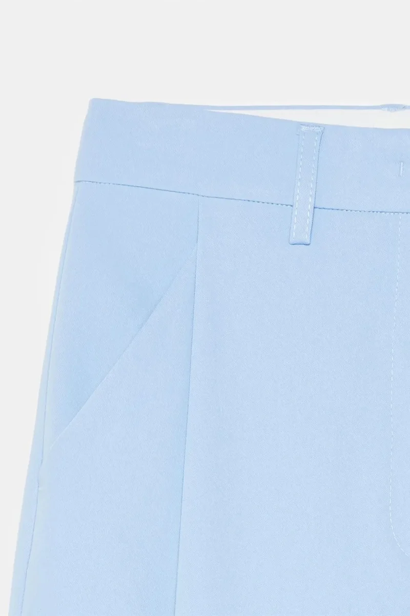 Dilvin Baby Blue DILVIN High-Waist Wide-Leg Crepe Trousers for Women | Best Price UAE