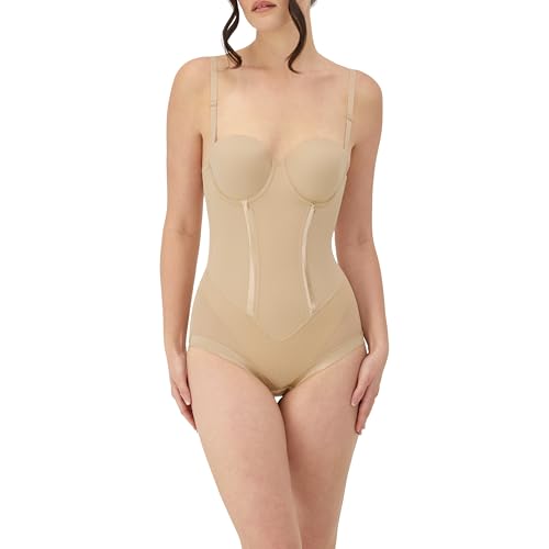 Maidenform مايدينفورم شير للنساء مع حمالة صدر مدمجة وقماش مضاد للكهرباء الساكنة FL1256 بدلات تشكيل الجسم، لاتيه ليفت، 40C أمريكي - Image 1