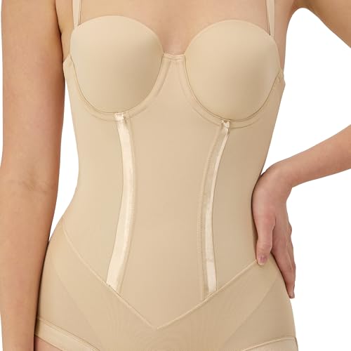 Maidenform مايدينفورم شير للنساء مع حمالة صدر مدمجة وقماش مضاد للكهرباء الساكنة FL1256 بدلات تشكيل الجسم، لاتيه ليفت، 40C أمريكي - Image 4