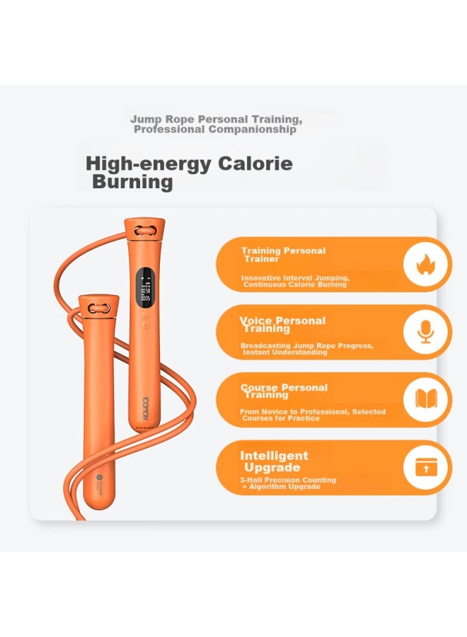 Huawei Smart Selection, Wolei Smart Counting Jump Rope S2, Cordless And Corded Adult Student Compeive Jump Rope, Aerobic Training, Vibrant Orange - Image 2