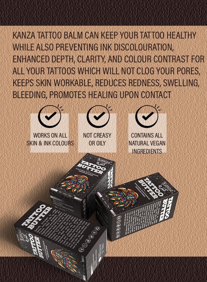 Kanza 75g Tattoo Aftercare Butter Tattoo Balm Cream Moisturizer Hydrates New Tattoos Revives Old Tattoos Daily Tattoo Healing Brightener Tattoo Lotion Color Enhancement & Brightener Balm - Image 5